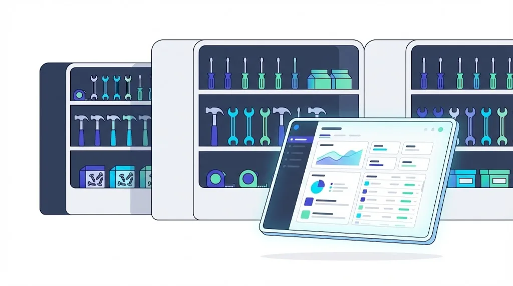 Administración de ferretería en Chile con control de inventario, herramientas y tablet con dashboard