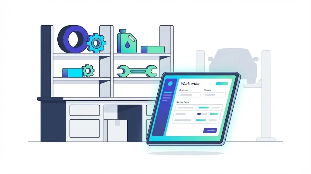 Administración de taller mecánico en Chile con orden de trabajo en tablet y control de repuestos