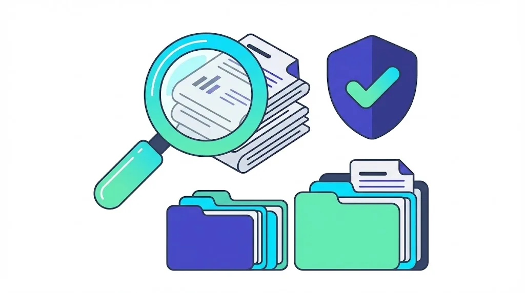 Fiscalización del SII a una PyME, con lupa sobre documentos tributarios y escudo de verificación